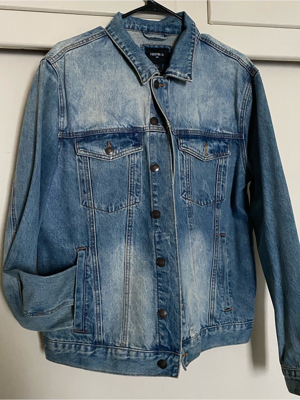 Forever 21 Men’s Washed Light Blue Denim Jacket